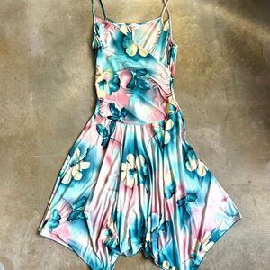 YS Fashions Women’s Vintage Floral Dress Pastel Blue Pink Cream USA Summer